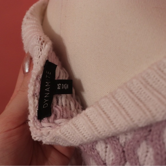 BOGO Dynamite Purple and White Patterned Women's Sweater - Picture 4 of 4